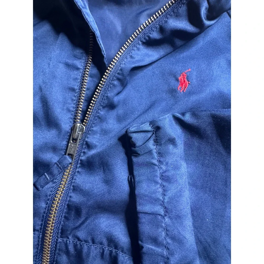 Polo Ralph Lauren Kids Navy Blue Hooded Windbreaker Jacket Red Pony Size 4 4T